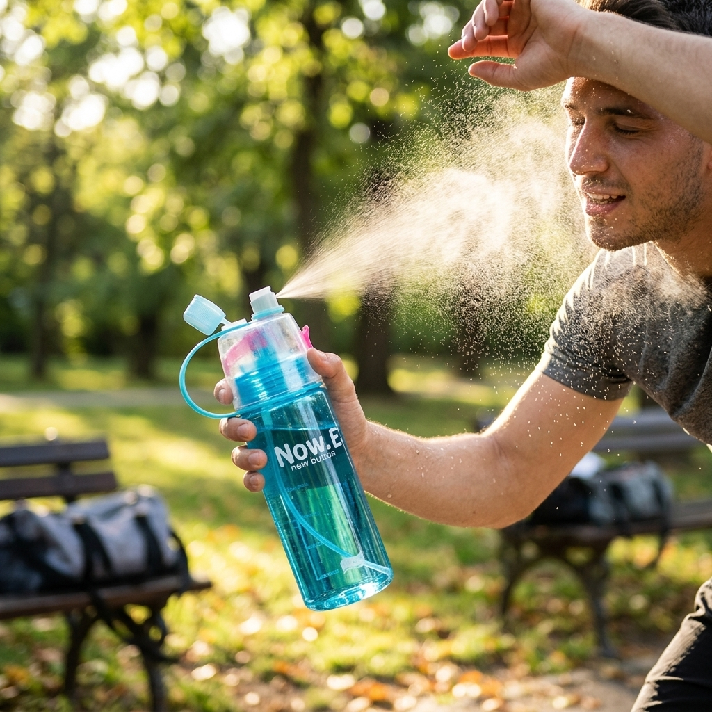 Spray Mist Sports Bottle with Straw