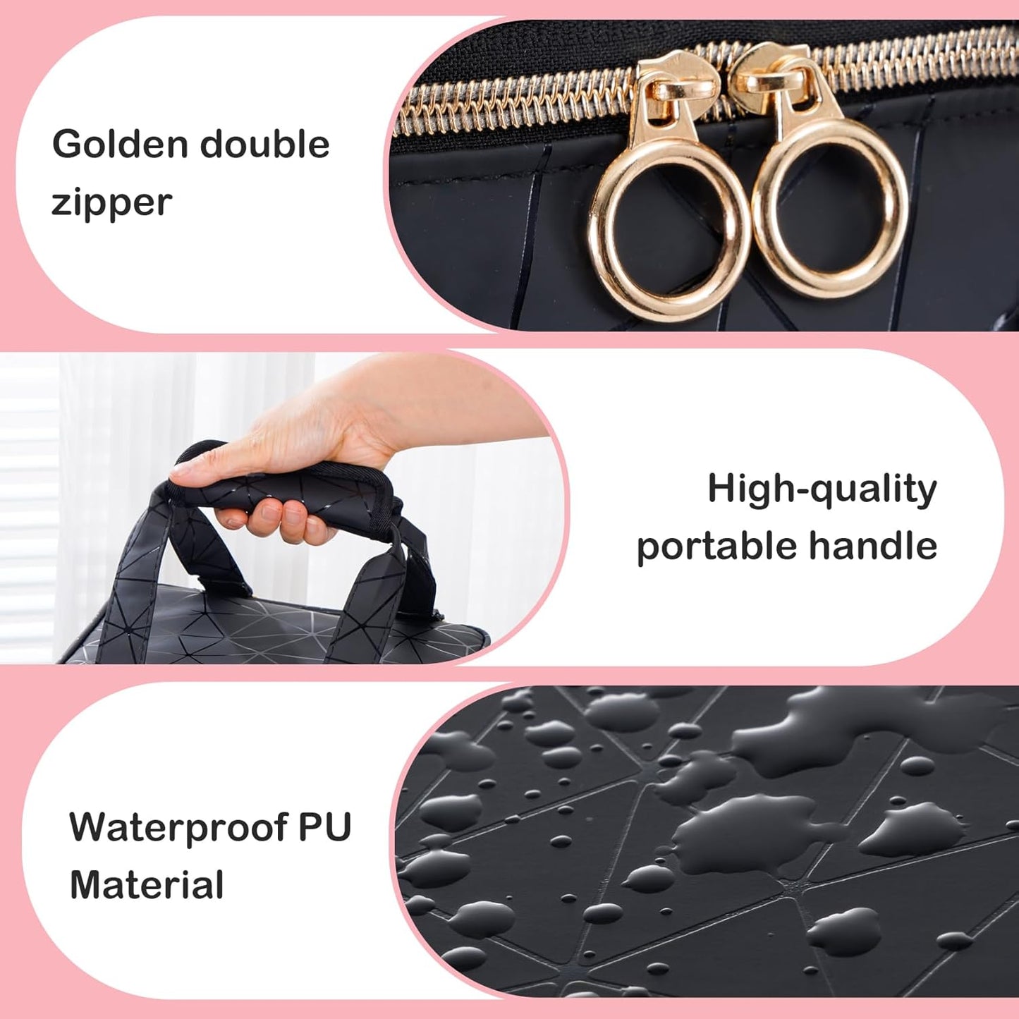 Nail Polish Organizer Bag Holds 60 Bottles Nail Polish & Nail Lamp, Large Gel Polish Organizers and Storage Box for Nail Tech, Nail Kit Supplies Organizer Case - Black