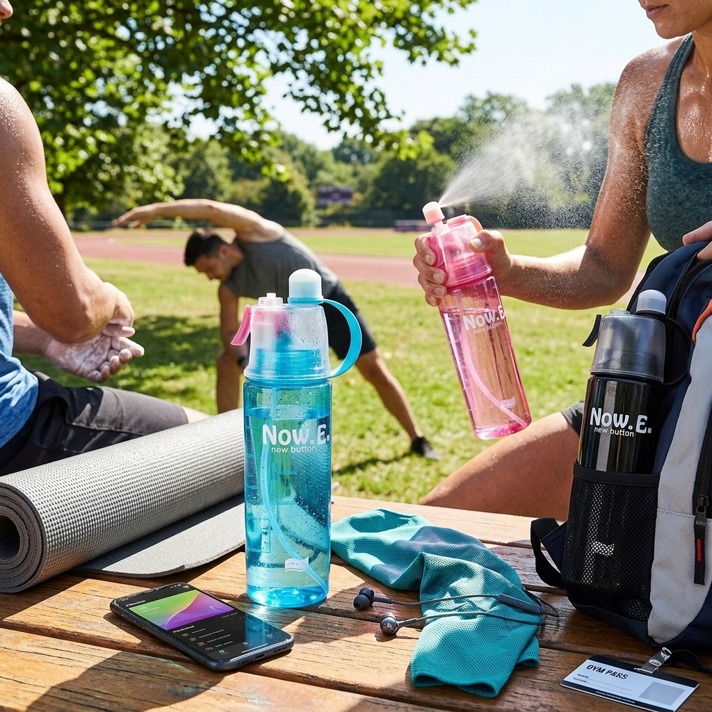 Spray Mist Sports Bottle with Straw