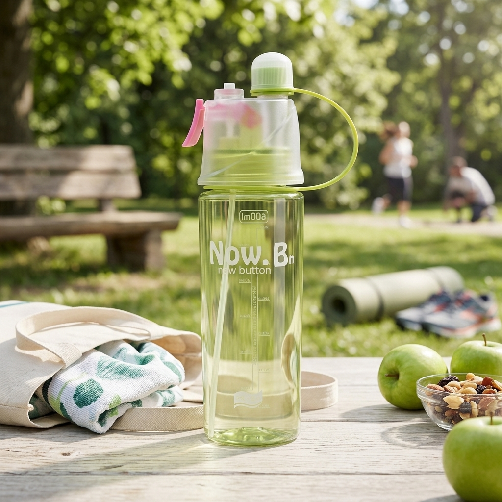 Spray Mist Sports Bottle with Straw