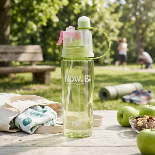 Spray Mist Sports Bottle with Straw