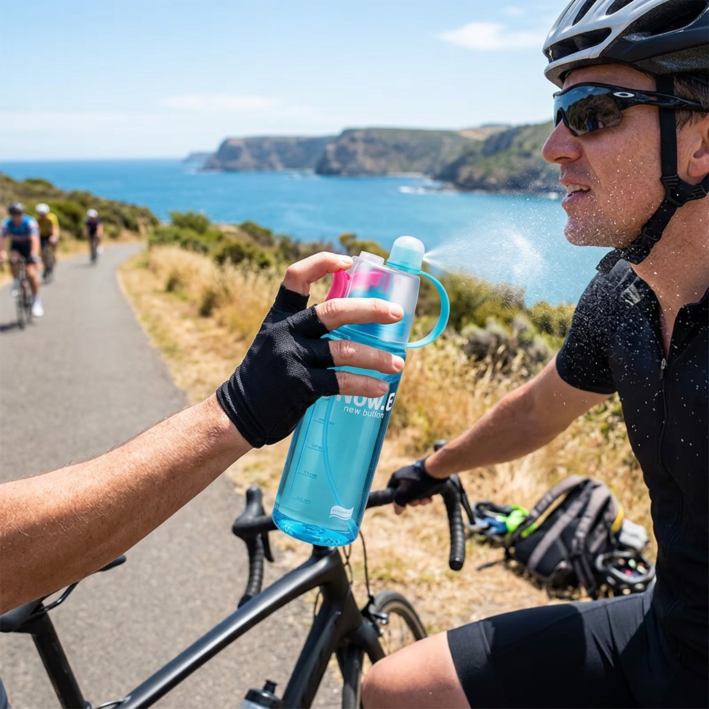 Spray Mist Sports Bottle with Straw