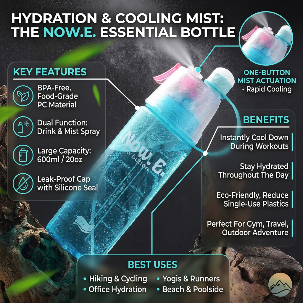Spray Mist Sports Bottle with Straw